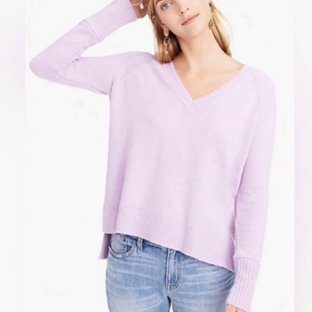 J. Crew Supersoft Yarn V Neck Sweater in Heather Smoky Wisteria M